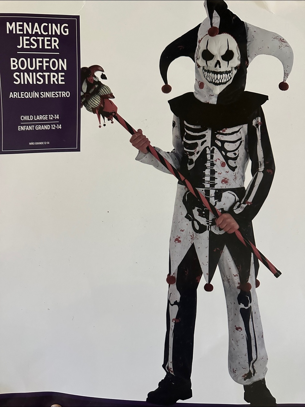 SUIT YOURSELF COSTUME CO. MENACING JESTER 3 PIECE SUIT HALLOWEEN 12 - 14